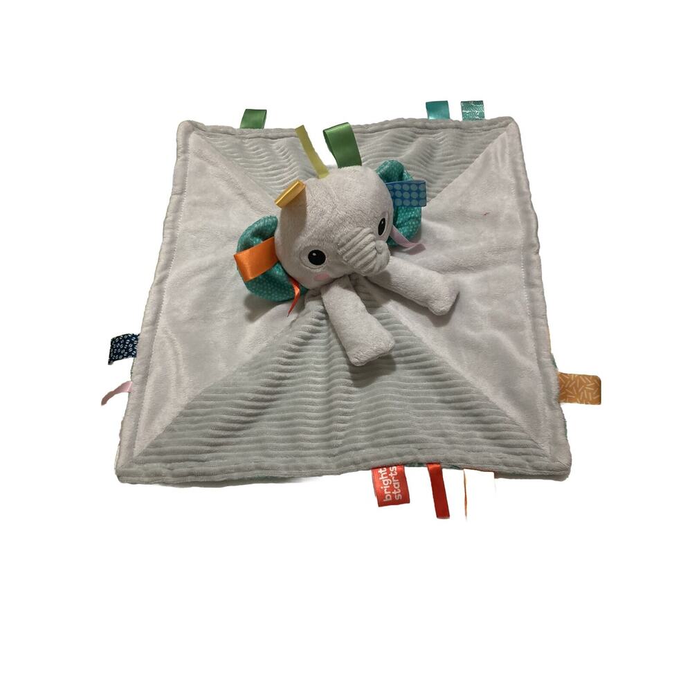 Bright Starts Elephant Cuddle 'n Tags 2-Sided Lovey Security Soothing Blanket